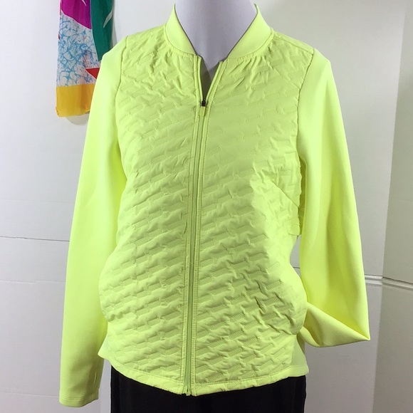 Avia yellow/green quilted zip front jacket M - Picture 2 of 9